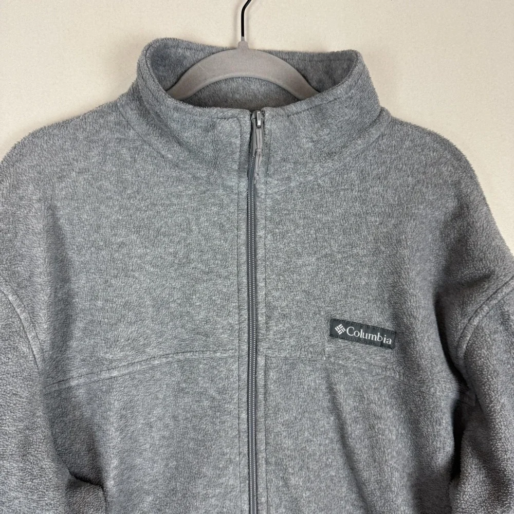 Columbia Jacket Mens XL Gray Fleece Full Zip Pockets Outdoor Hiking Casual